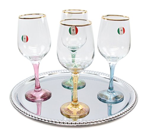 Italian Collection 15 Oz 'Nicol' Water or Wine Goblet Multi Color Stem
