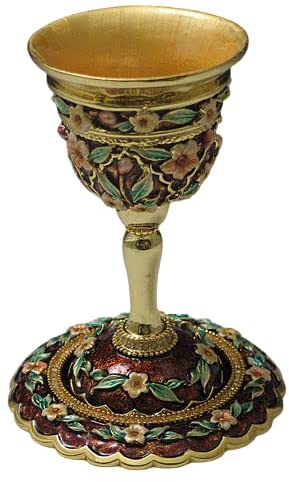 (D) Judaica Red Jewelled Kiddush Cup Wine Cup - For Shabbat and Havdalah