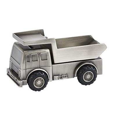 (D) Metal Gift Car, Dump Track Toy Coin Jar for Adults or Kids Silver Piggy Bank