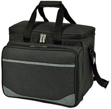 (D) Deluxe Picnic Cooler for Four, Full Equipment Backpack Bag (Charcoal)