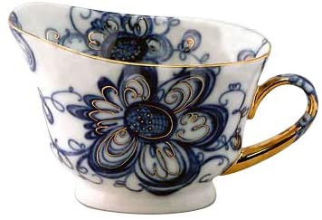 (D) Royalty Porcelain Lomonosov Cobalt Net Blue 'Singing Garden' Gravy Boat