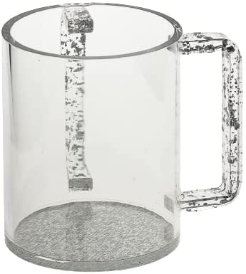 (D) Judaica Wash Cup Clear Negel Vasser Cup Lucite 4 7/8 H (Silver)