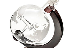 Large 50 Oz 'Plane' Handmade Whiskey Liquor Etched Globe Decanter Mega Set