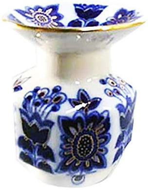 (D) Royalty Porcelain Russian Lomonosov Cobalt Net Blue Candle Holder