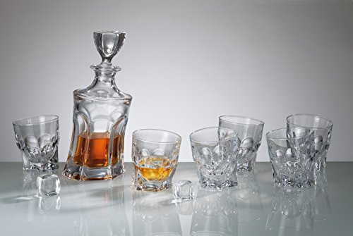 Crystalex Bohemia Acapulco Set, 1 Glass, 23oz Decanter with Stopper, 6 Tumblers