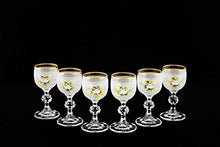 Crystalex 6-pc Bohemia Colored Crystal Vintage Enamel White Shot Glasses Set, 24K Gold-Plated, Hand Made