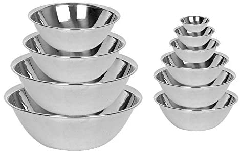 Stainless Steel Large Mixing Bowl for Cooking 13-16-20-30 Q 4 Pc, Bake