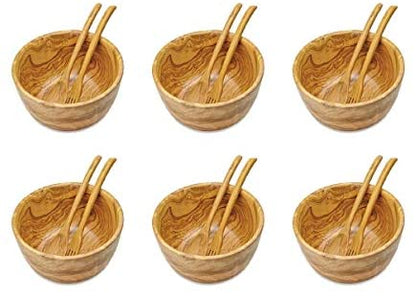 (D) Wooden Salad Bowl with Tongs Servers for Food - Laguiole Berard Vintage (6 PC)