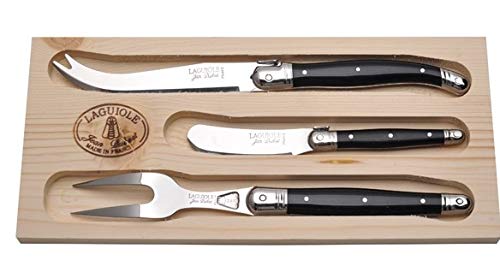 (D) Laguiole Flatware French 3pc Cheese Set Vintage (Black)