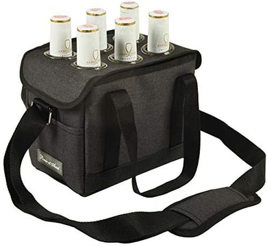 (D) Beer Caddy with Bottle Opener Gray Carrier Picnic Backpack Charcoal
