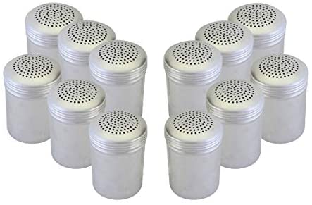 Salt or Pepper Shakers 10 Oz Aluminum, Modern Style Kitchen Utensil (12 PC)