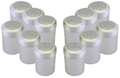 Salt or Pepper Shakers 10 Oz Aluminum, Modern Style Kitchen Utensil (12 PC)