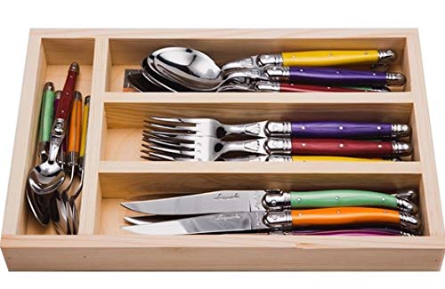 (D) Laguiole Flatware, Everyday Flatware Set in a Tray 24-pc (Fruity Handles)