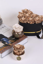 (D) Luxury Long Lasting Roses in a Box, Preserved Flowers Grand Heart (Gold)