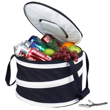 (D) Collapsible Party Tub 24 Can, Picnic Bag for Pie or Cake (Blue)