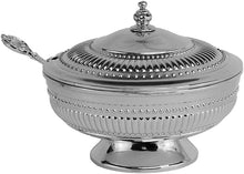(D) Judaica Honey Dish with Spoon and Lid Beaded Design Metal (Silver)
