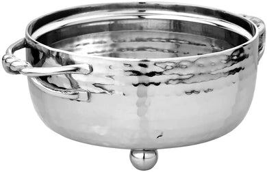 (D) Judaica Dip Bowl Serving Bowl For Parties with Handles (Small, Silver)