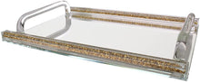 (D) Judaica Crystal Mirror Tray with Handles for Coffee Table 16.5" (Gold)