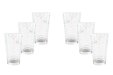 (D) Bar Glasses Sets For The Home Set Of 6, Wavy Modern Design Highball