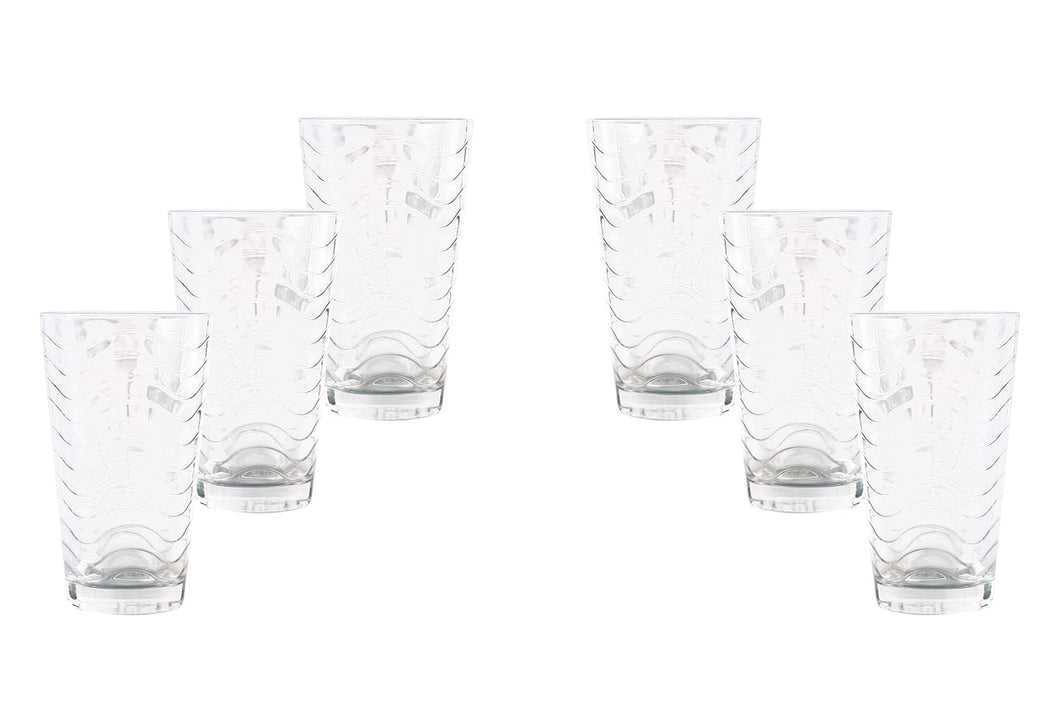 (D) Bar Glasses Sets For The Home Set Of 6, Wavy Modern Design Highball