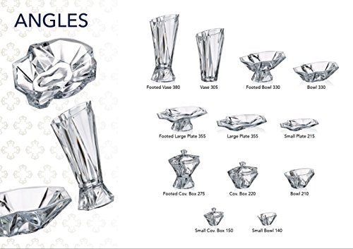 Side view of the Angles crystal candy bowl showing the full pedestal stem and faceted bowl profile against a neutral background