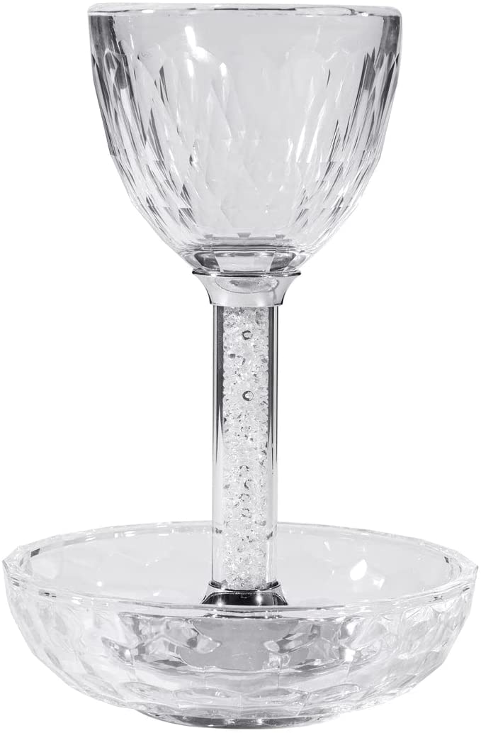 (D) Judaica Crystal Glass with Stones, Kiddush Cup for Passover