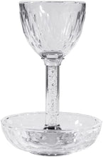 (D) Judaica Crystal Glass with Stones, Kiddush Cup for Passover