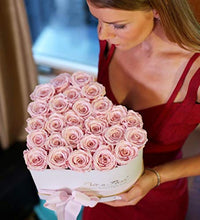 (D) Luxury Long Lasting Roses in a Box, Preserved Flowers 'Big Heart' (Champagne)