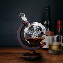 Large 50 Oz 'Car' Handmade Whiskey Liquor Etched Globe Decanter Mega Set