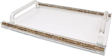 (D) Judaica Crystal Glass Tray for Serving with Inner Stones 16.5"x11.75"