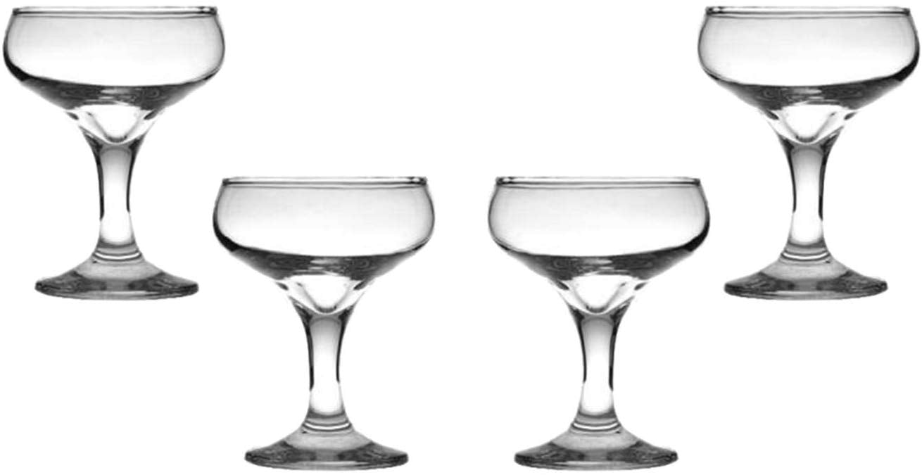 Kouros Champagne Coupe Glasses 6 Oz, Modern Crystal Clear Glassware Set of (4)