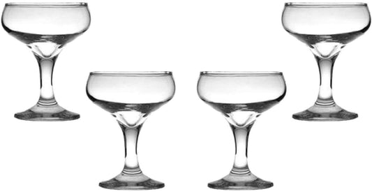 Kouros Champagne Coupe Glasses 6 Oz, Modern Crystal Clear Glassware Set of (4)