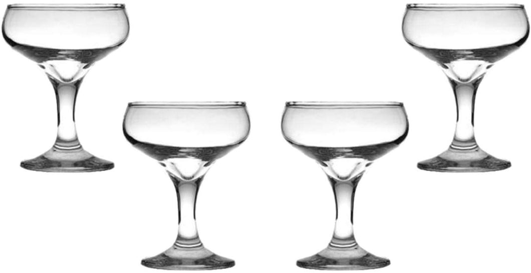 Kouros Champagne Coupe Glasses 6 Oz, Modern Crystal Clear Glassware Set of (4)