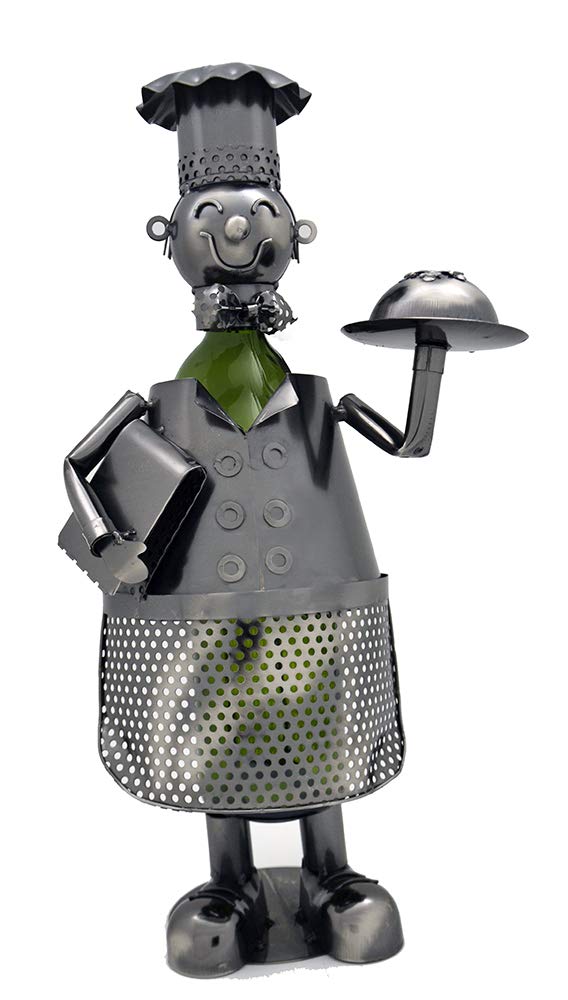 (D) Wine Bottle Holder, Chef with Plate, Bar Counter Decoration