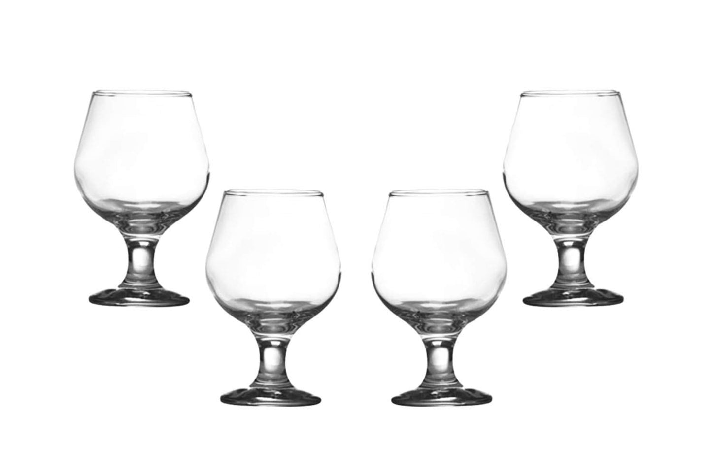 Kouros Cognac Stemmed Glasses 8 Oz, Modern Crystal Clear Glassware Set of (4)
