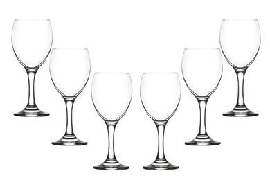 Empire Stemmed Wine Glasses 8.25 Oz, Modern Crystal Clear Goblets Set of (6)