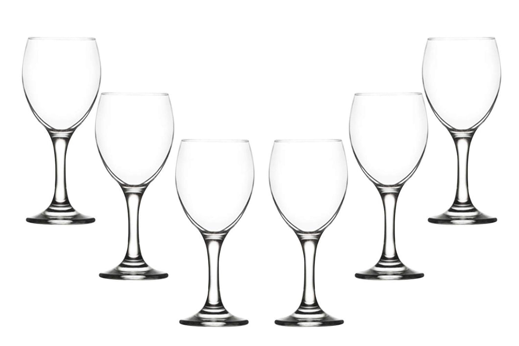 Empire Stemmed Wine Glasses 8.25 Oz, Modern Crystal Clear Goblets Set of (6)