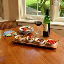 (D) Serving Trays for Parties, Four Bowl In Line Serving Platter with Spoons