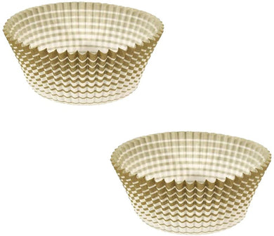 Ateco Baking Cups for Cupcakes or Muffins (2 PC, 1.94”Base X 1.25” Gold Stripe)