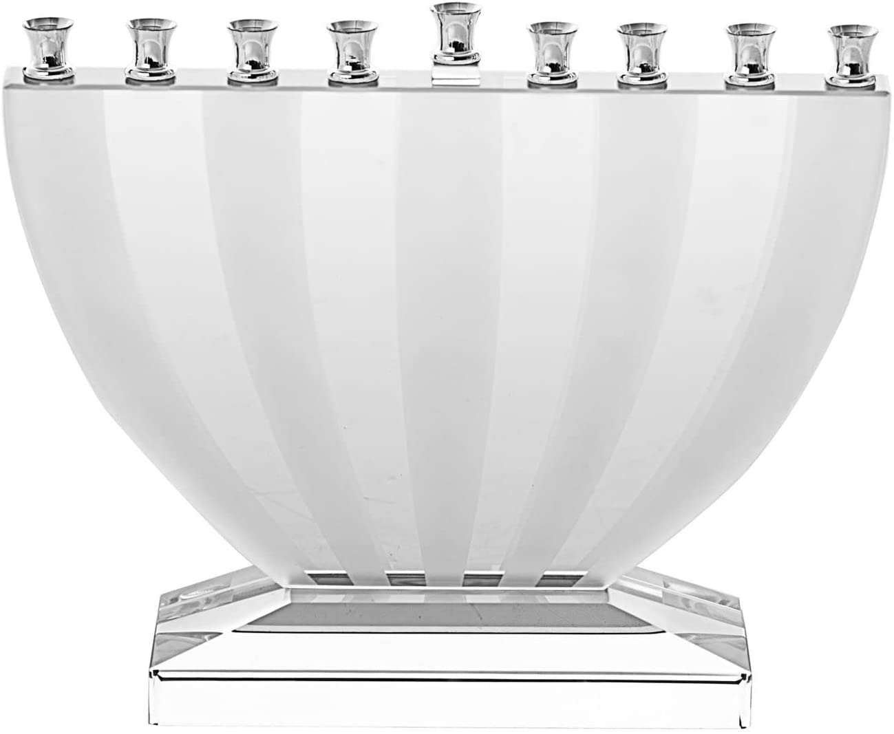 (D) Judaica Menorah Crystal Frosted Candle Holder Holiday Decor 8.6 Inch