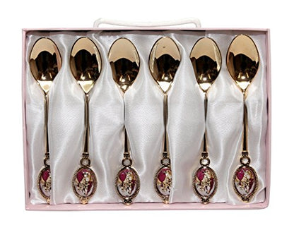 Royal Flatware 6pc Gold-Plated 24K Demi Spoons Dessert  Antique Flatware Set