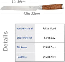 (D) Judaica Fine Edge Blade 8 Inch Bread Knife For Kitchen (Sandalwood Handle)