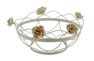 (D) Elegant Round Mesh Bowl Decorated with Roses 12 x 5 Inches