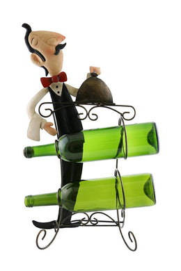 (D) Wine Bottle Holder, Chef Holding Two Bottles, Bar Counter Decoration