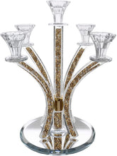 (D) Judaica Crystal Candelabra 5 Arm Candle Holder Centrepiece 14.6" H (Gold Silver)