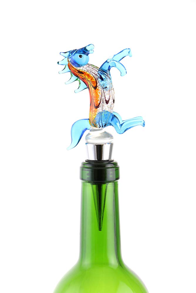 (D) Wine Bottle Stopper, Blue and Orange Horse, Bar Counter Decoration