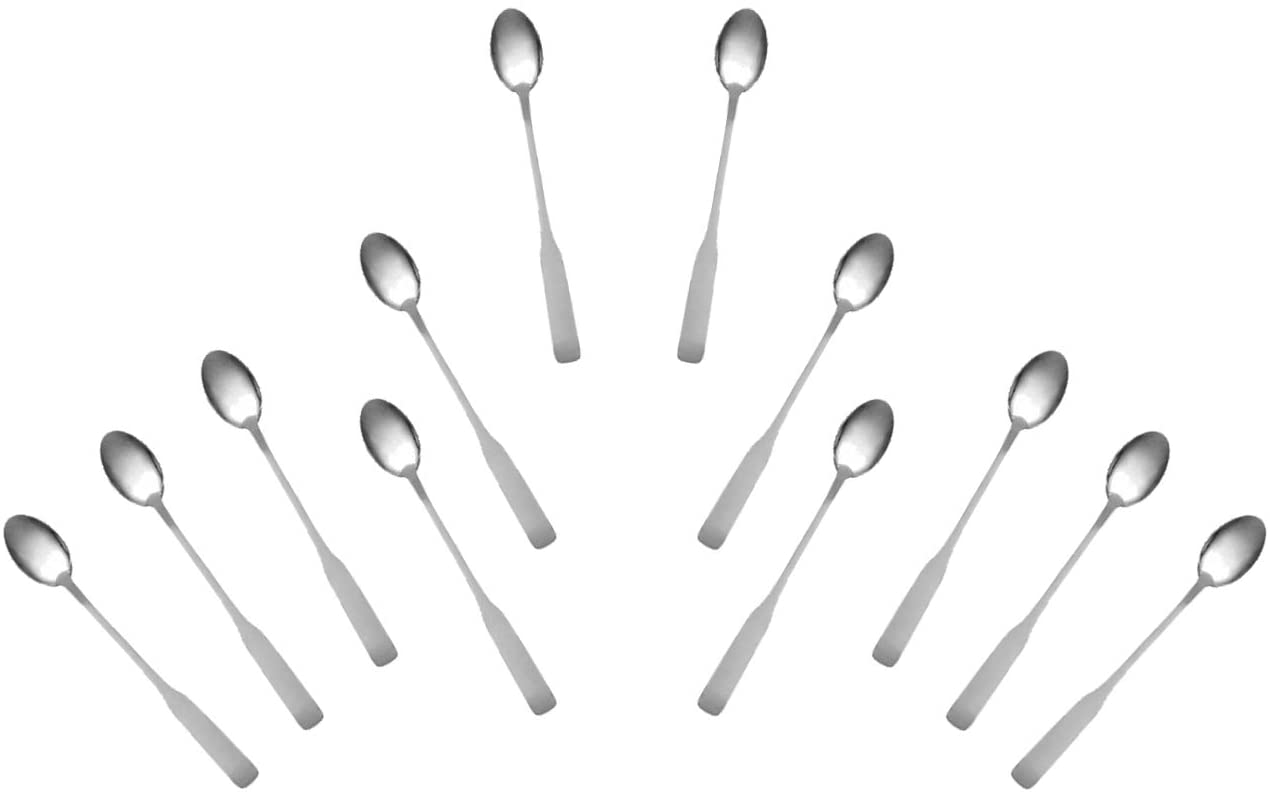Stainless Steel Heavy Weight Polished Iced Tea Spoon Flatware Set 'Esquire' for (12)