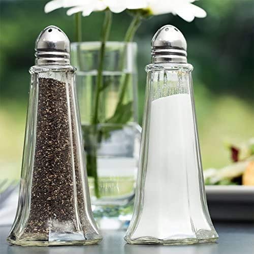 Salt and Pepper Shakers 1 Oz, Tall Silver Cap, Glass Mini Kitchen Utensil 12 Pc
