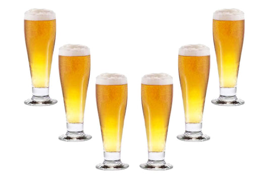 Beer Pilsner Glasses Set 10.5 Oz, Modern Clear Party Glassware Set of (6)