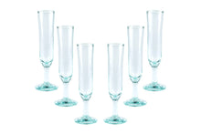 (D) Glass Champagne Flute 6 Pc Glass, Clear Stemmed Glass Drinkware Recycled